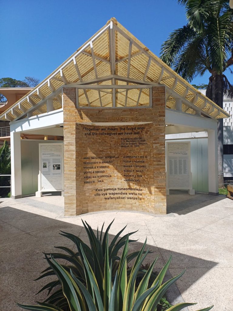 Contemporary exhibit structure in Dar es Salaam showcasing cultural displays.