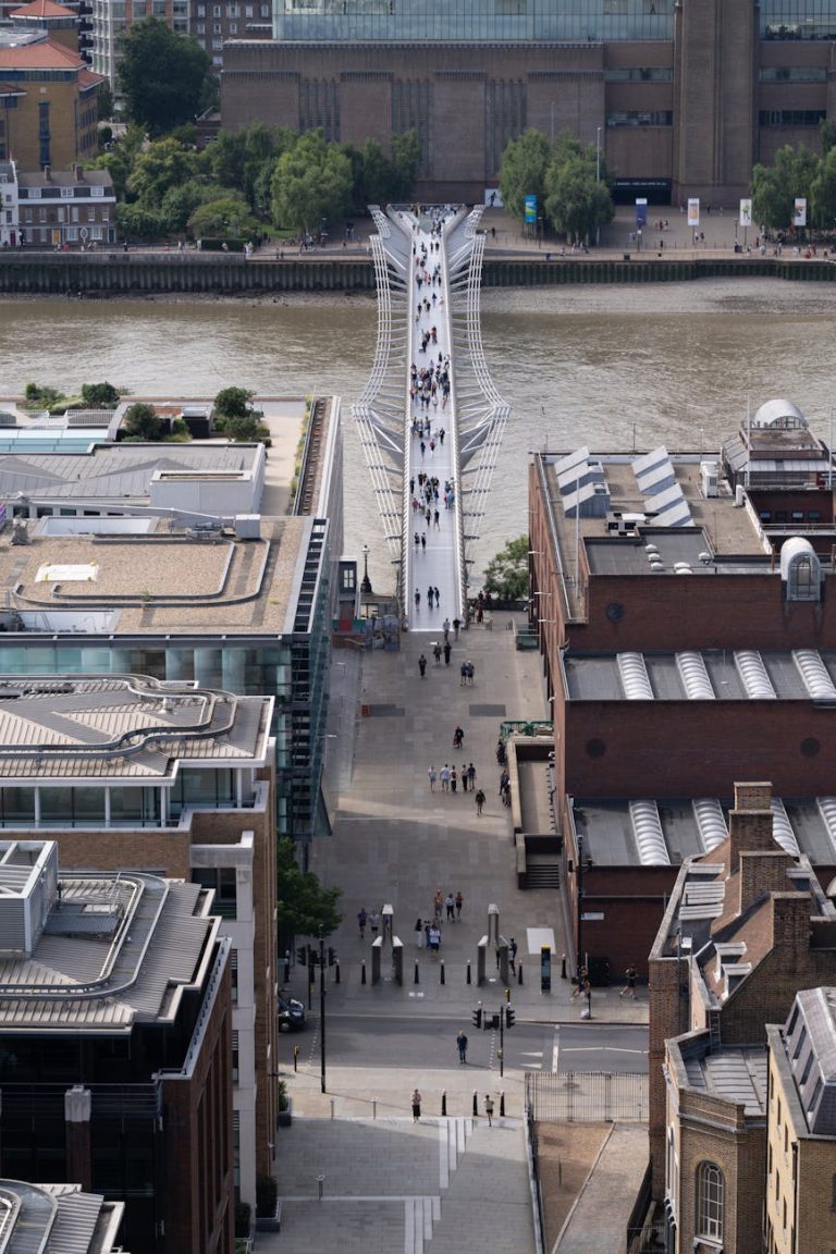 The Millenium Bridge over the River Thames in London